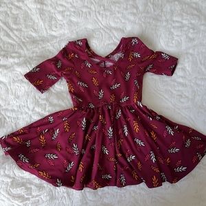 Dot Dot Smile Fall leaves burgundy dress